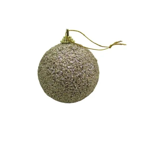 Bola De Natel Luxo Com Glitter N.6 Com 6 Pçs Nt19002 Bronz - Foto 2