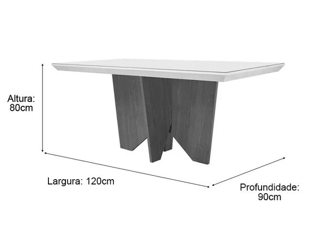 Mesa de Jantar 120X90 Off White/Imbuia a75 - Foto 3
