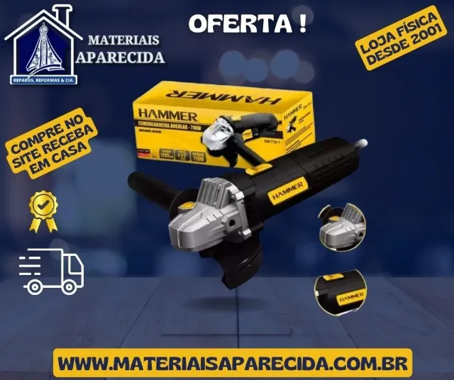 Esmerilhadeira Angular Hammer 710 w 127v -nova