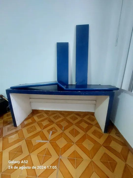 Bancada + 3 prateleiras azul metalizado - Foto 3