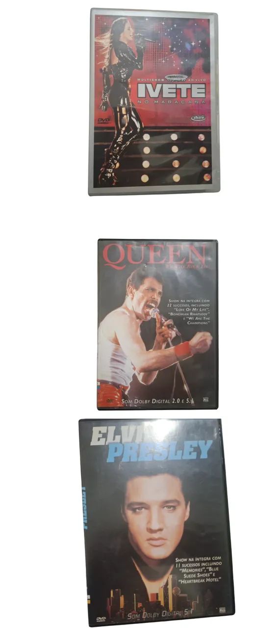 DVDs antológicos com Ivete no Maracanã, Elvis Presley e Queen.