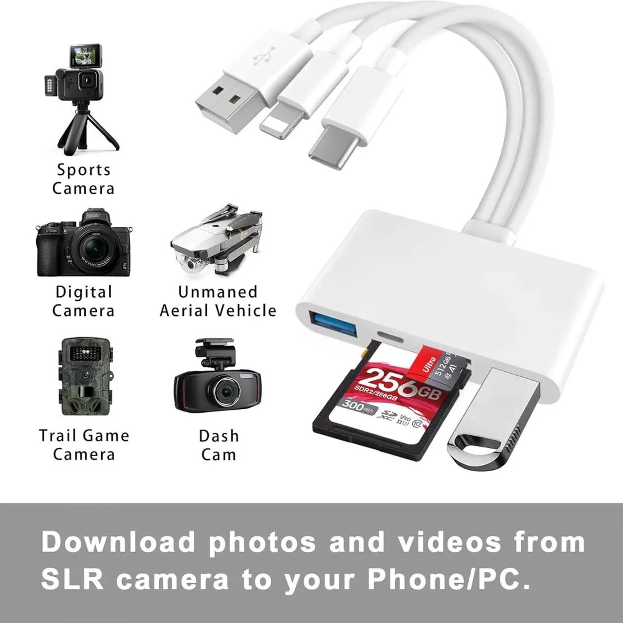 Adaptador Leitor de Cartão SD/MicroSD USB-C para Celular - Foto 3