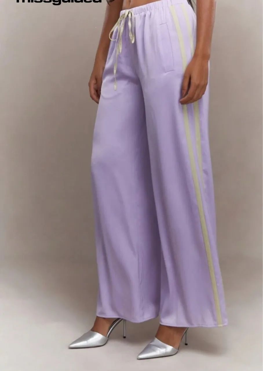 Calça Lilás com Faixas Laterais - Missguided