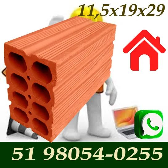 Tijolos 8 Furos  11,5x19x29 Direto da Olaria . Frete Grátis.