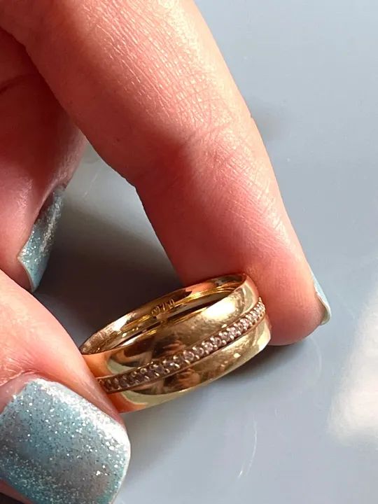 Anel Vivara aliança ouro 18k com diamantes Aro 16  - Foto 4