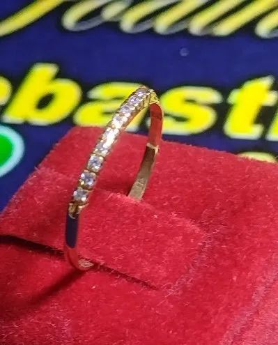 Anel Meia Aliança zircônia 1 mm Ouro 18 Kilates 0.70 Gramas - Foto 5