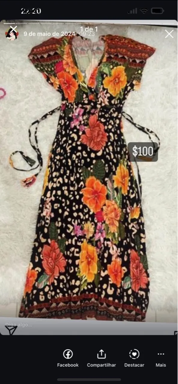 Vestido Longo Floral Elegante - R$100