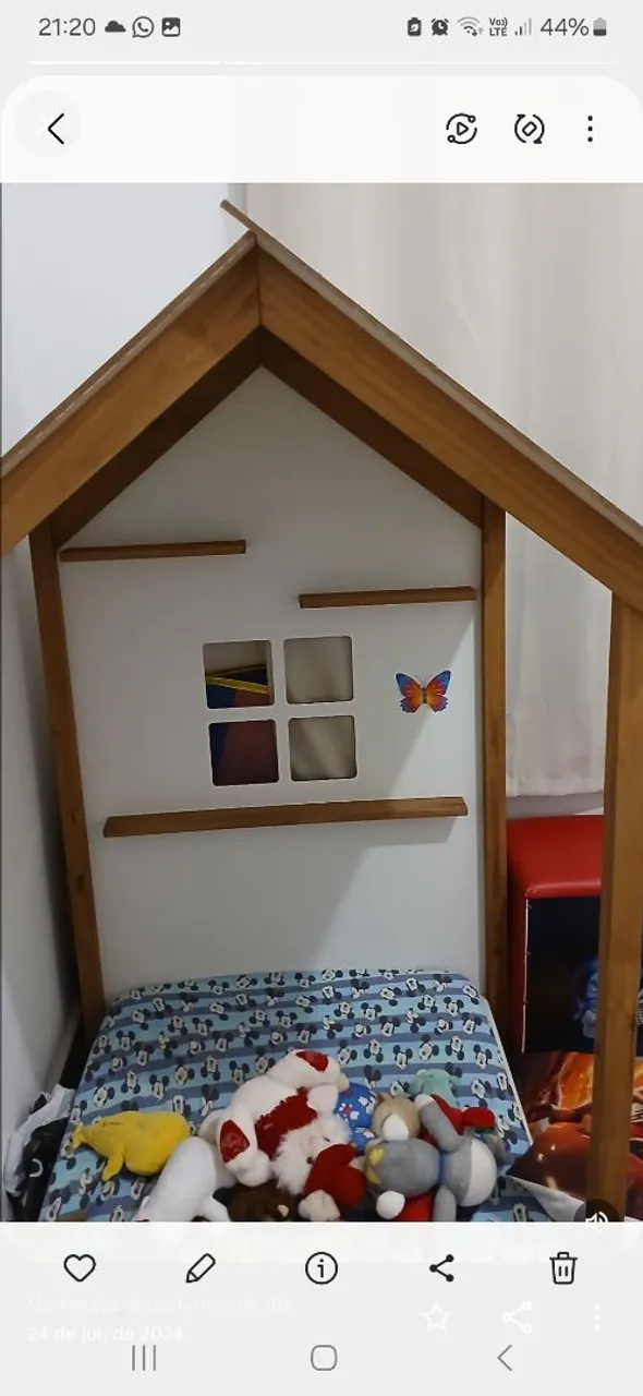 Cama Infantil Casinha em Madeira solteiro padrão