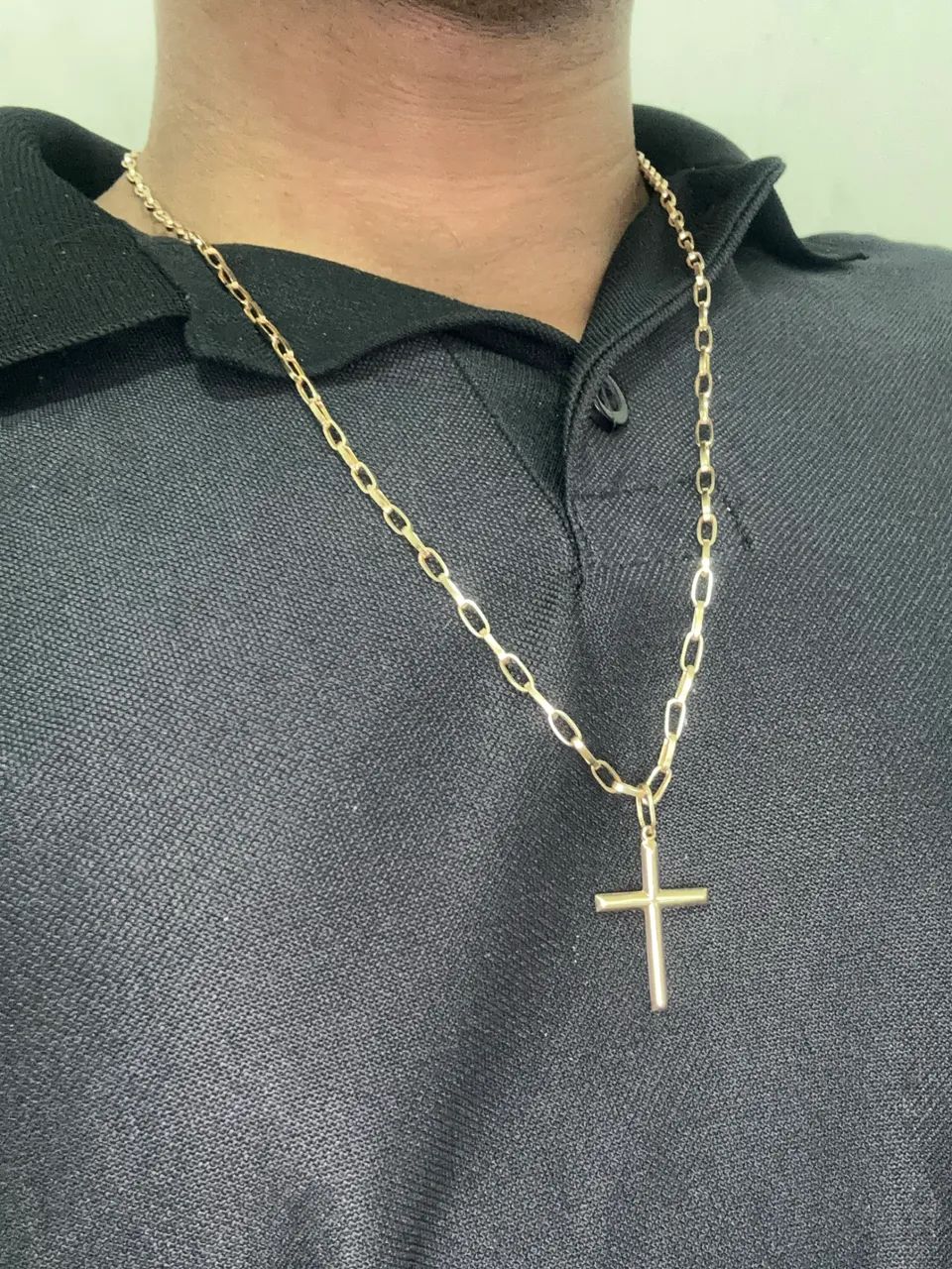 Corrente tijolinho com pingente de Cruz Ouro18k nova - Foto 3