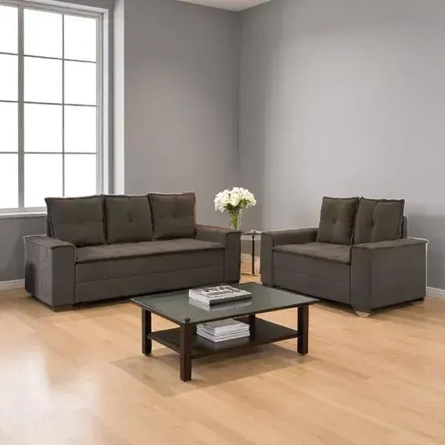 Sofá conjunto 2 e 3 lugares Paris Marrom (DIVIDIMOS EM ATE 10X SEM JUROS)