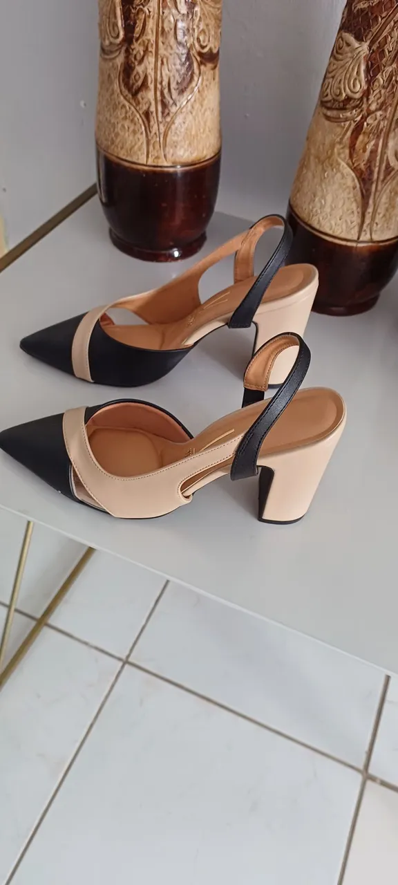 Sapatos scarpan Bicolor Elegantes - Salto Bloco
