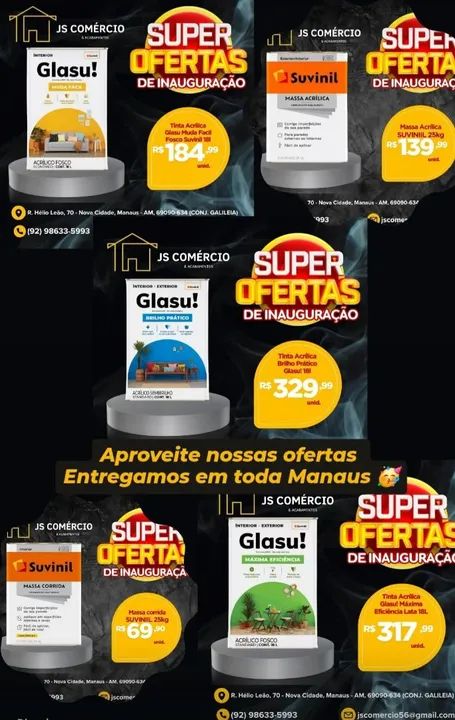 Super ofertas de inauguração - Tintas, Massas e muito mais!