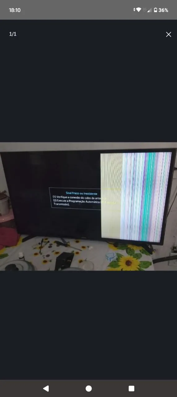 TV com defeito na tela - Para conserto ou retirada de peças