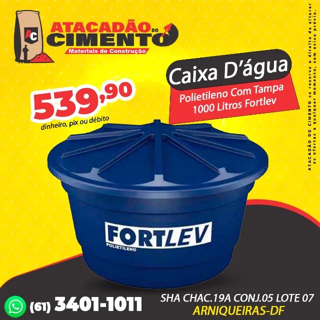 Caixa D'água Polietileno Com Tampa 1000 Litros Fortlev