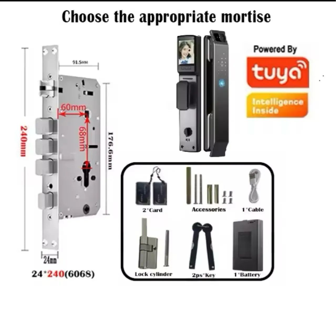  Fechadura eletrônica inteligente Tuya Wi-Fi com câmera - Foto 4