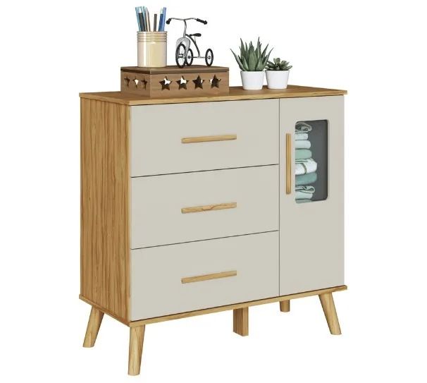 Comoda Infantil Sky 1 Porta, 100% MDF - Peroba - Foto 2
