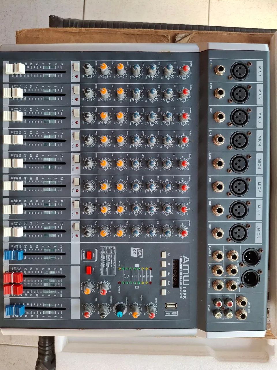 Mesa de Som AMW 8 Canais com Efeito Reverb - Foto 3