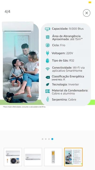 Ar Condicionado Split Midea Inverter 9 mil BTUs - Foto 2