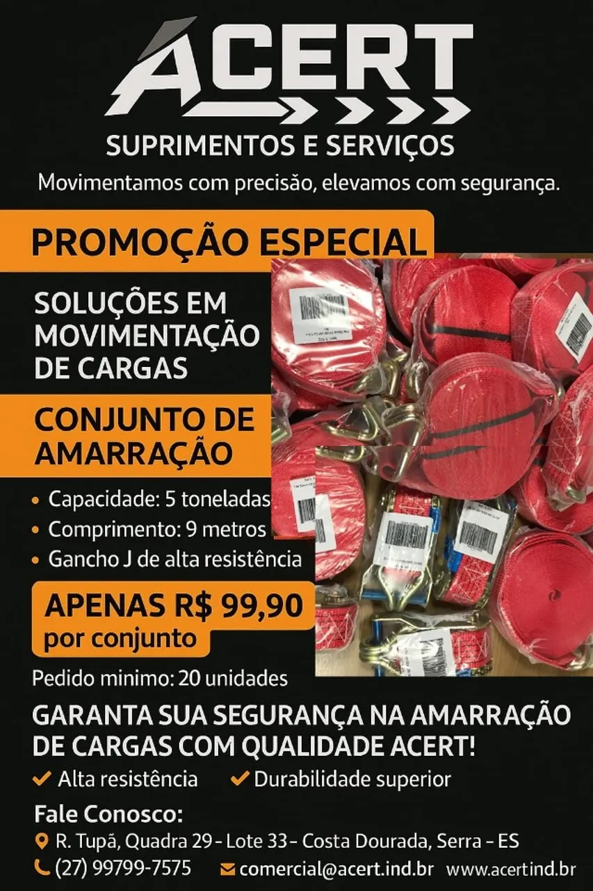 Cinta de amarração de cargas / conjunto com catraca