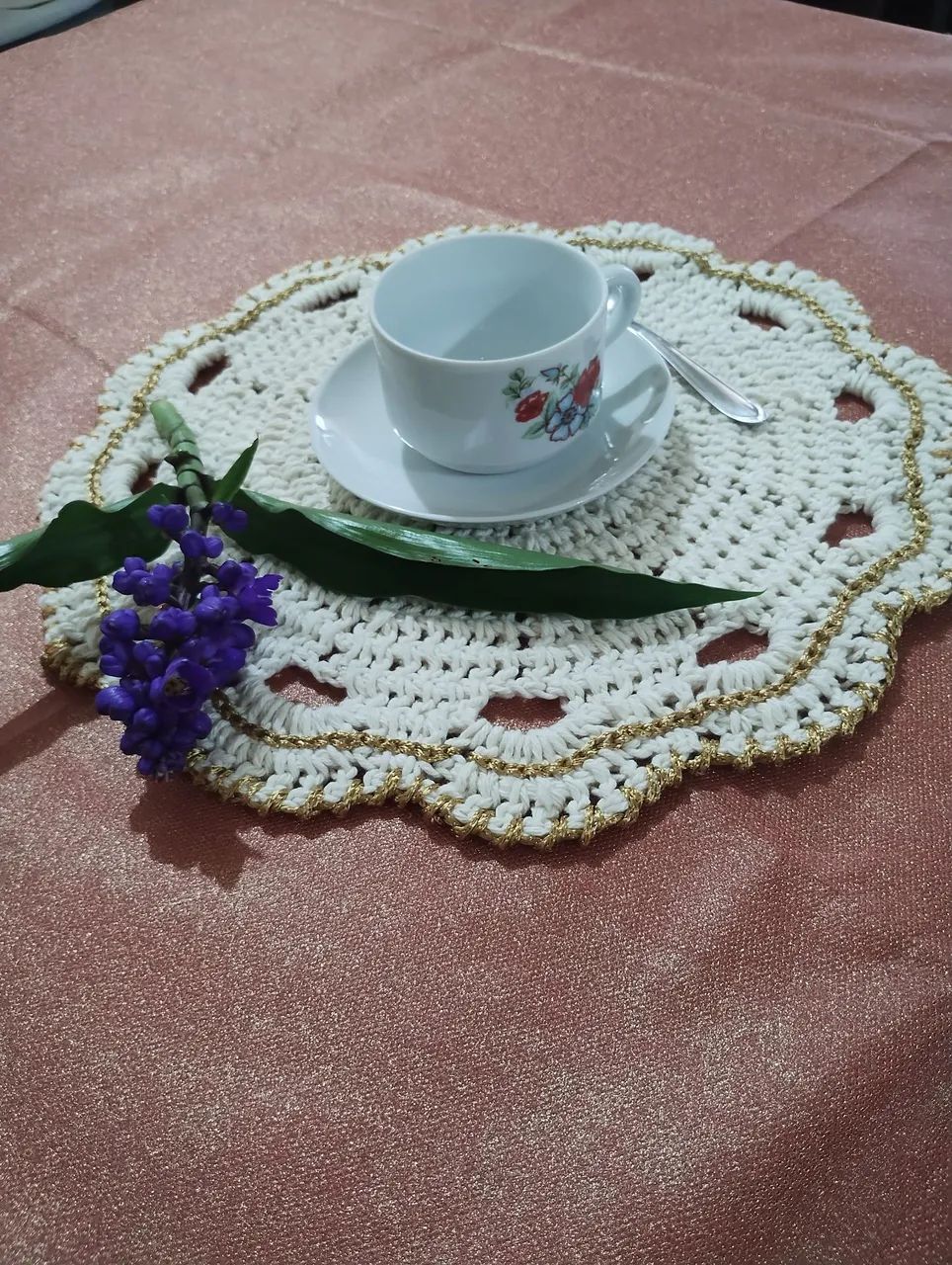 Conjunto 4 unidades Jogo Americano Redondo Sousplat Crochê 