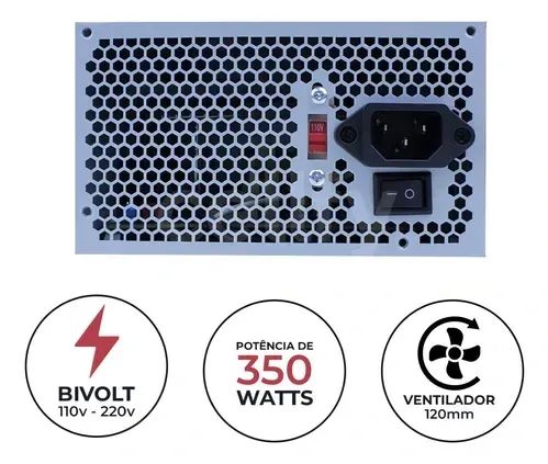 Fonte De Alimentação Computador Atx 350w Bivolt - Foto 2