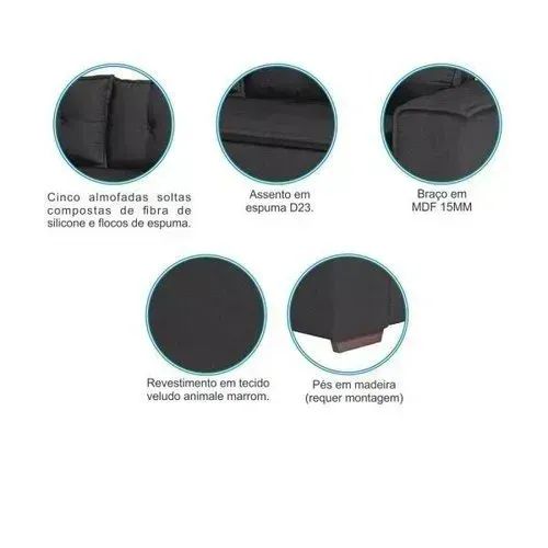 Conjunto sofá 2 e 3 lugares marrom  - Foto 2