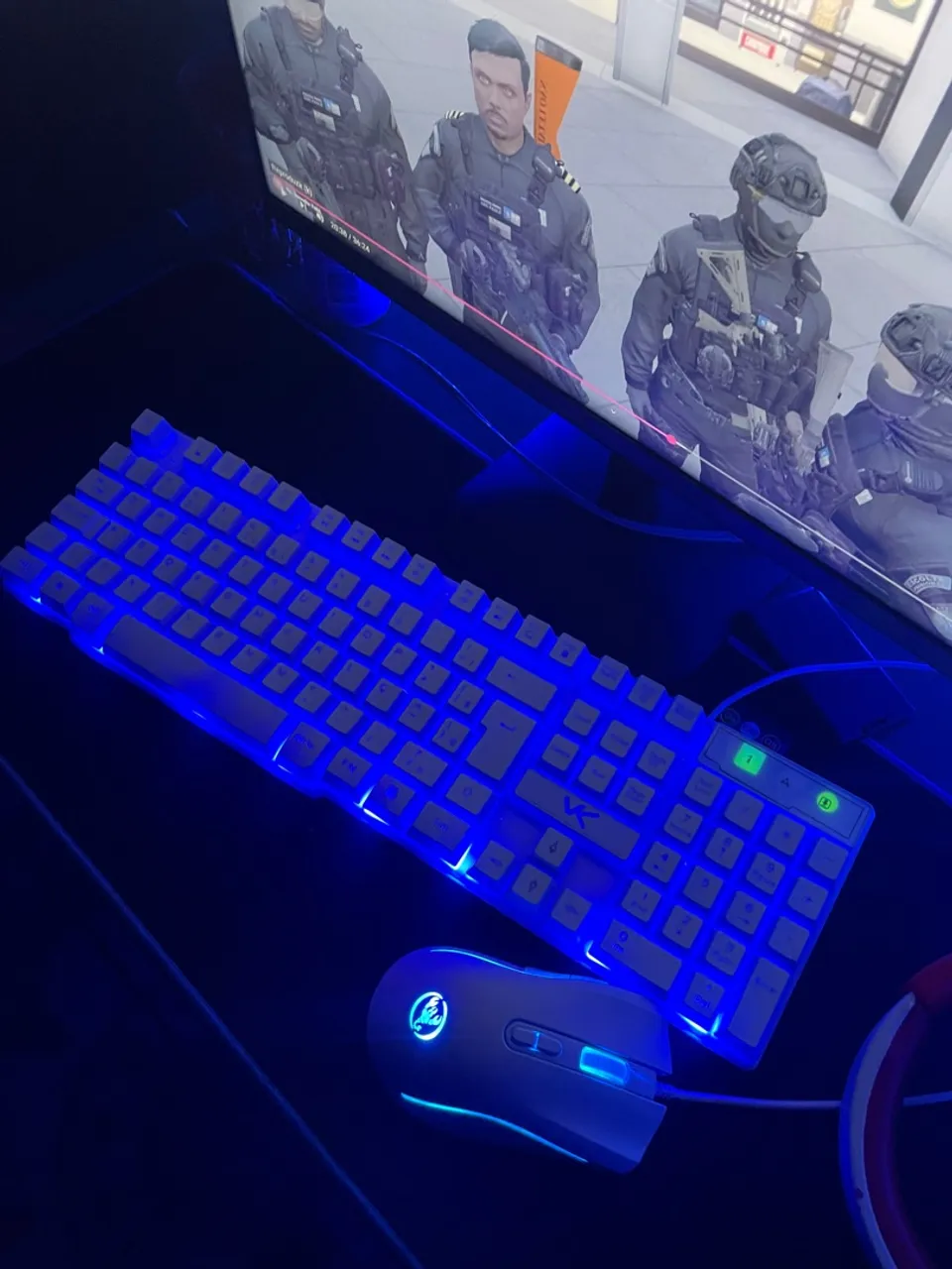 Kit Gamer Teclado e Mouse com LED Azul