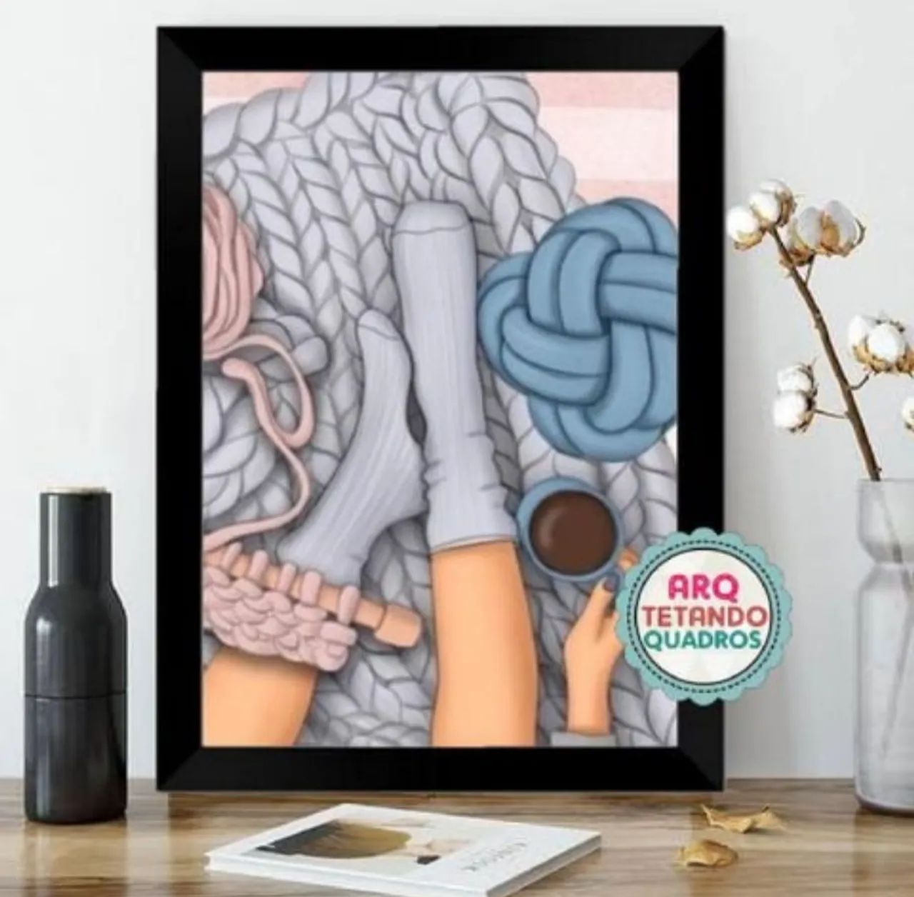 Quadro Decorativo tricô - Tam A3 