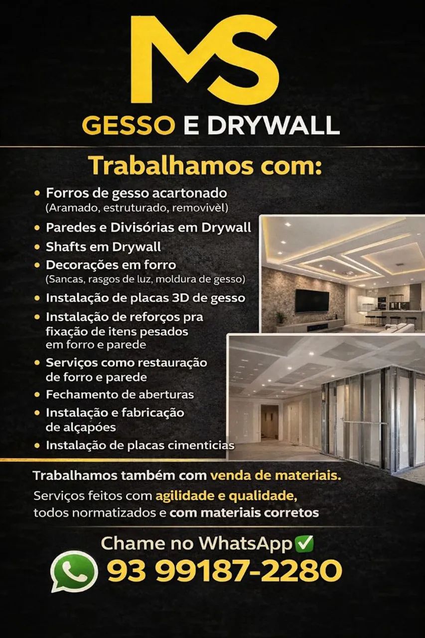 Serviços em gesso e drywall