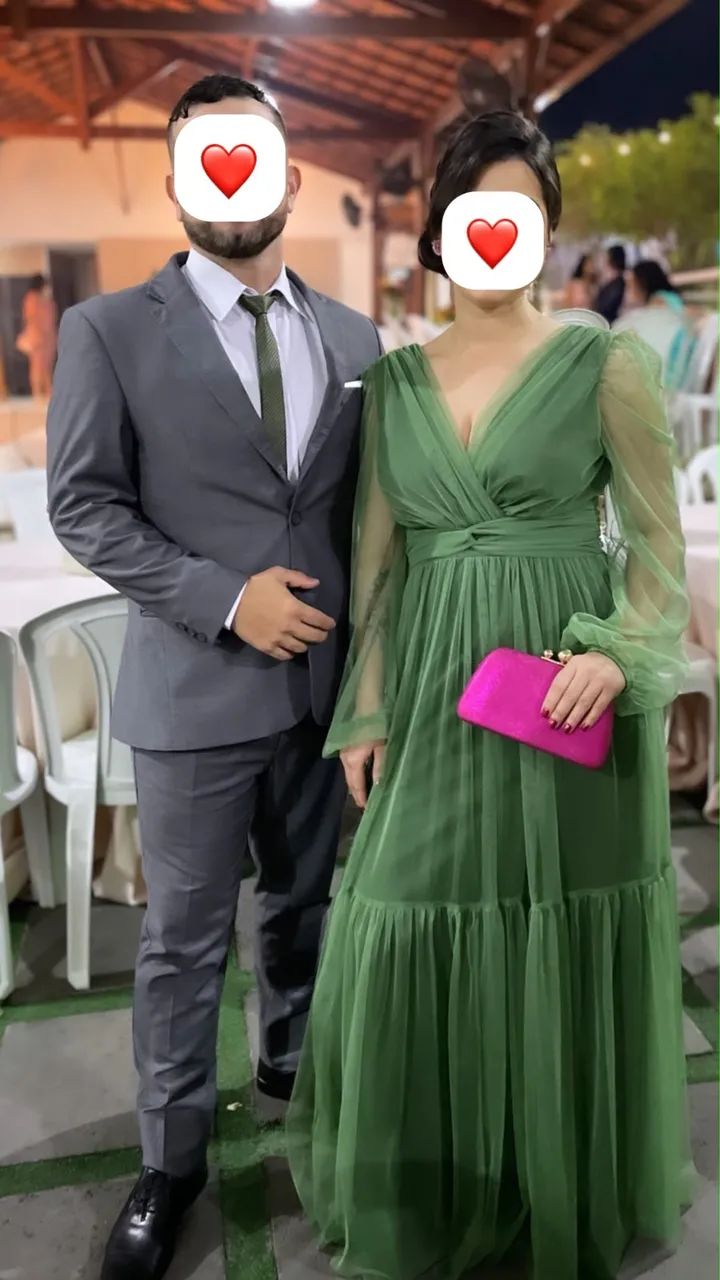 Vestido de Festa Verde Oliva | Elegante e Impecável | Usado 1x - Foto 3