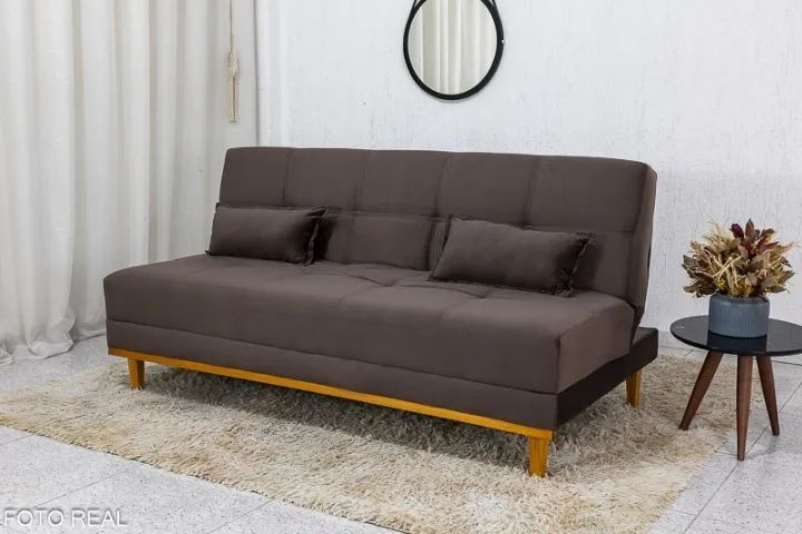 Sofá cama aurora marrom veludo
