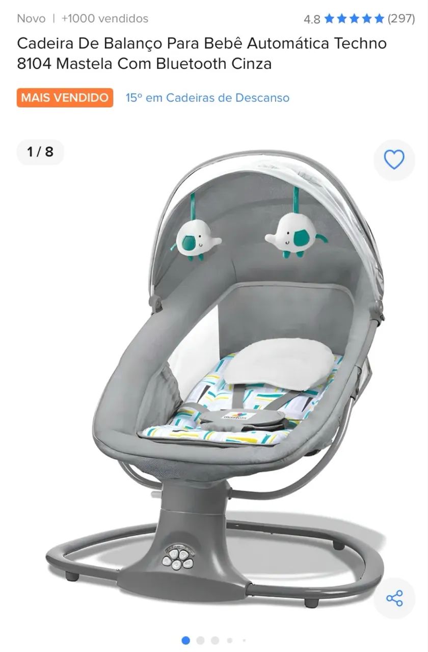 Cadeira De Descanso Para Bebê- Mastela Techno Premium Elétrica muito nova - Foto 2