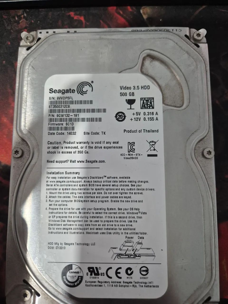 HDD 500GB SEAGATE 3.5 USADO