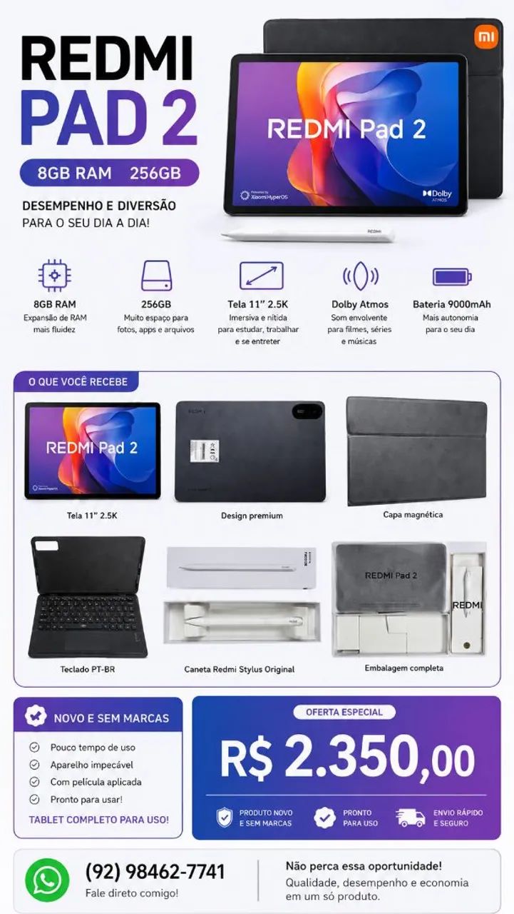 Tablet Redmi Pad 2 - COMPLETO