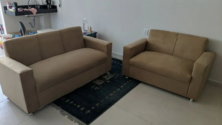 Sofá 2 e tres lugares Suede D33 Robusto Confortável Promoção - Foto 4