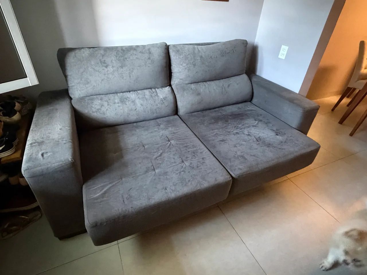 Sofá 2 lugares - cinza camurça 