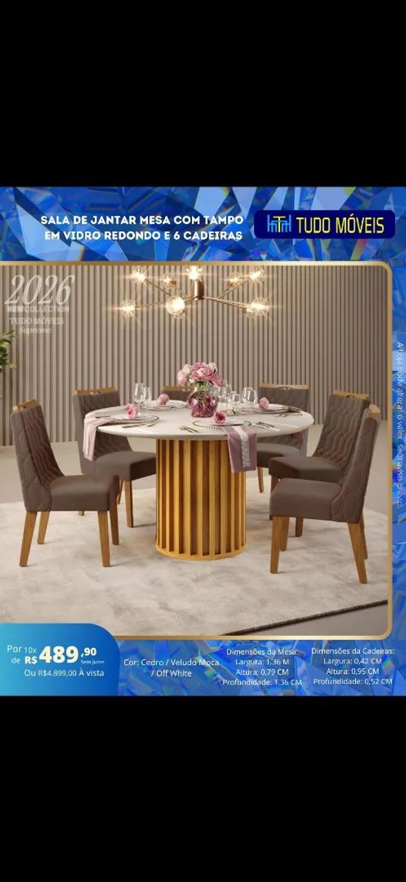 Mesa de jantar 6 cadeiras 