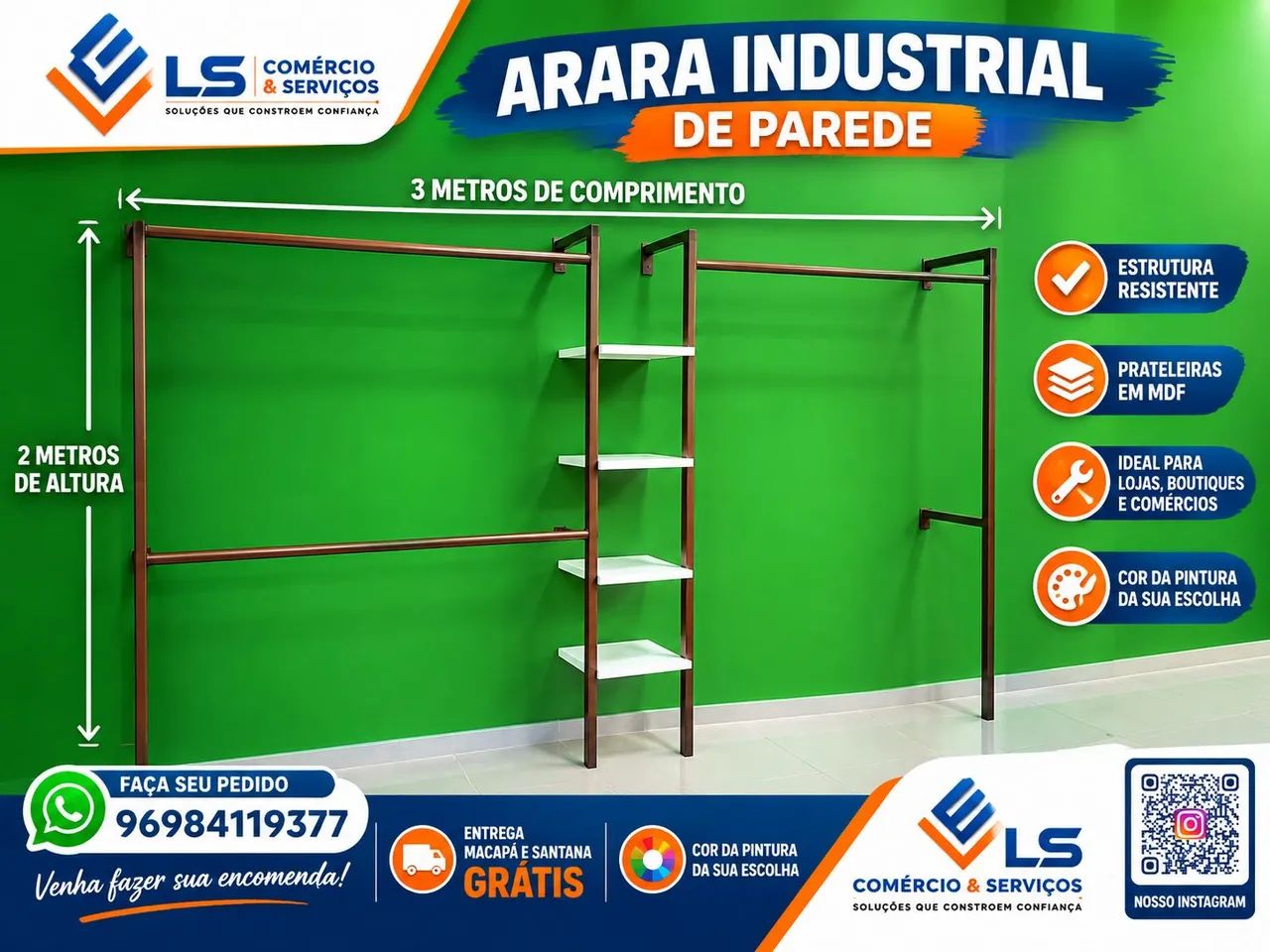 Arara industrial de parede