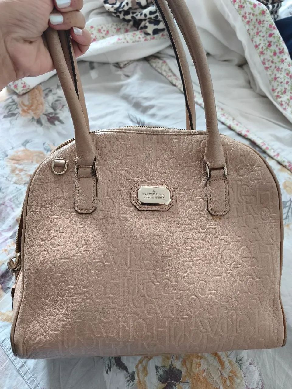 Bolsa Victor Hugo original rose de couro - Foto 3
