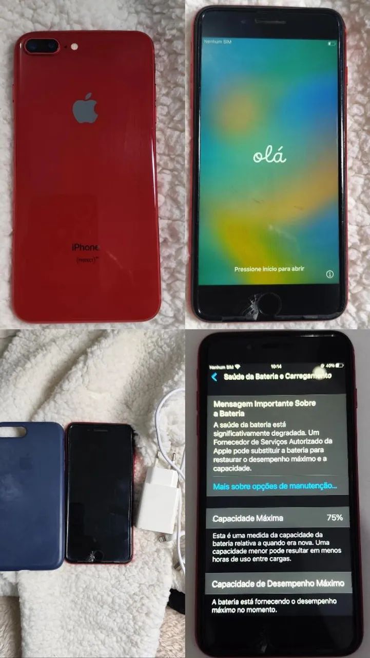 iPhone 8 plus 64gb vermelho - Celulares e Smartphones