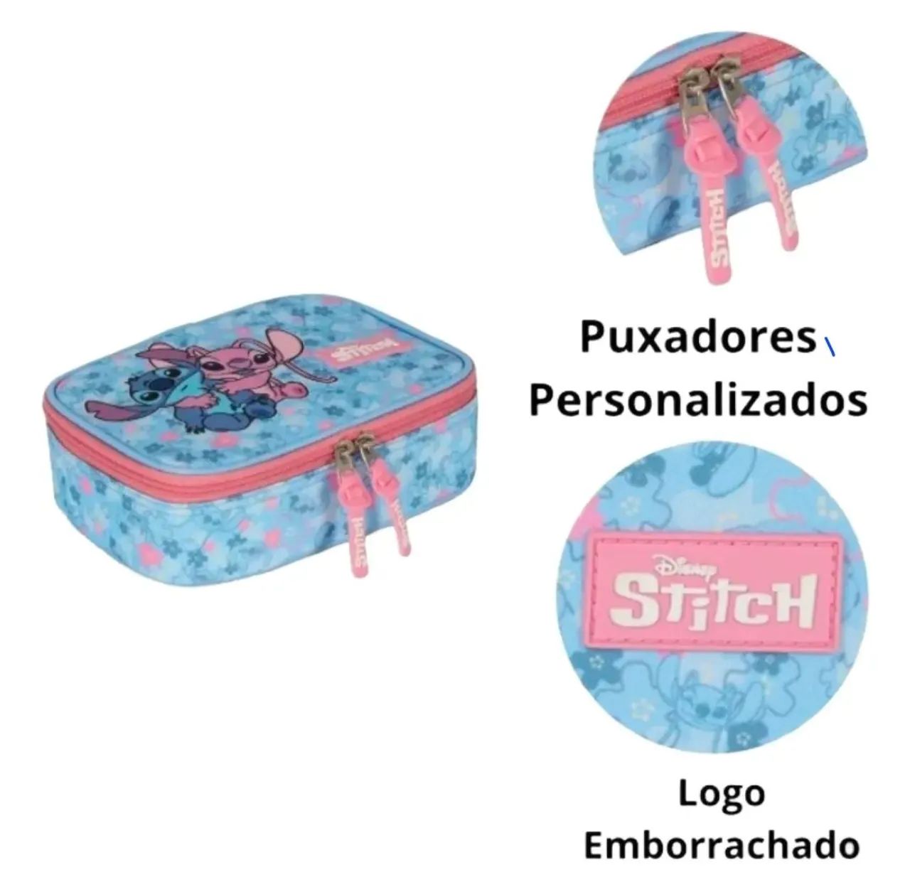 Mochila Escolar de Costas Stitch + Estojo Box Luxcel-Novo - Foto 4