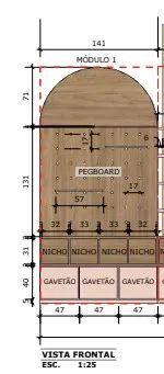 KIT Móvel MDF com painel pegboard, nichos e gavetões - Foto 5