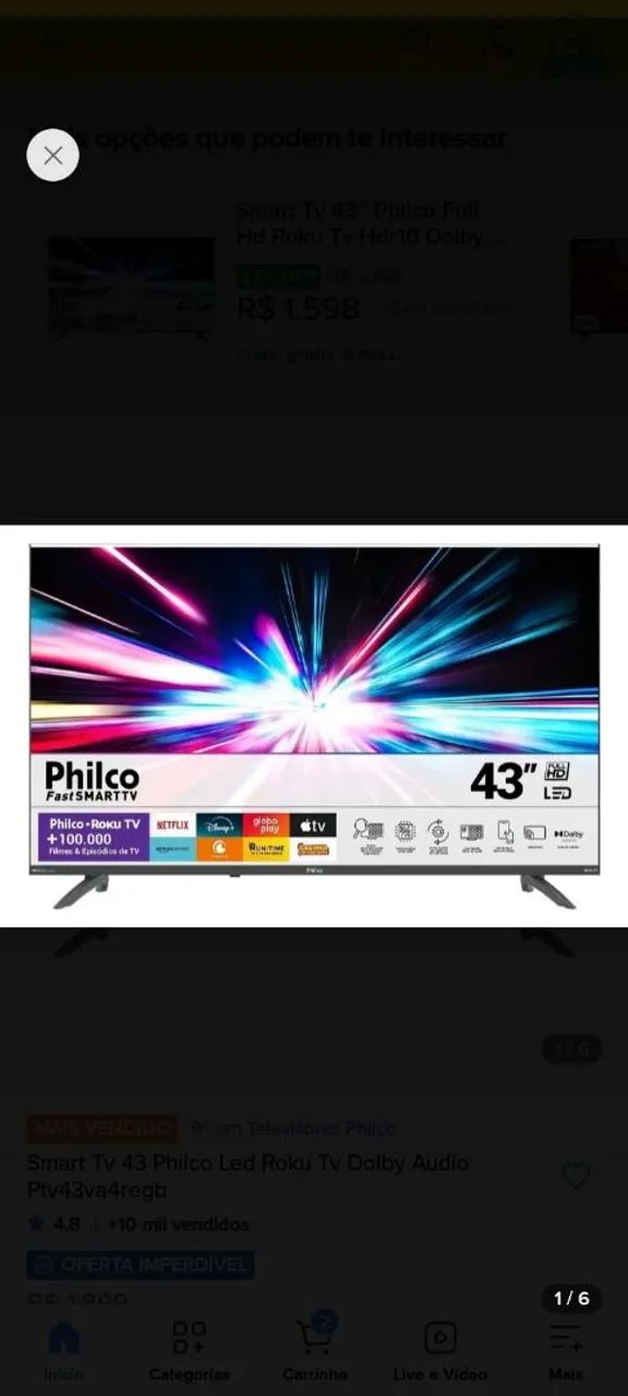 Vendo snartv plilco roku