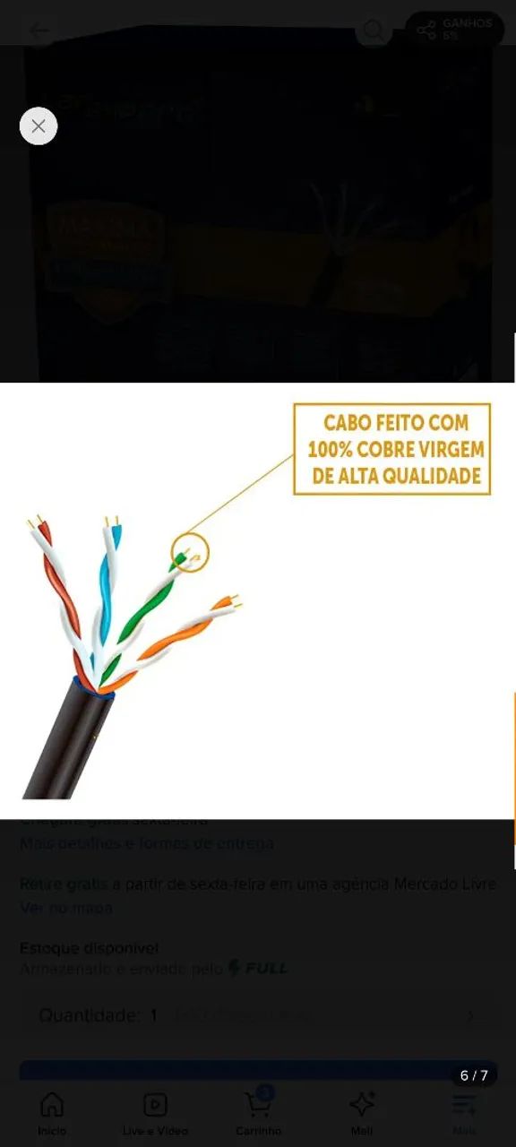 Cabo de rede Azul e branco  - Foto 3