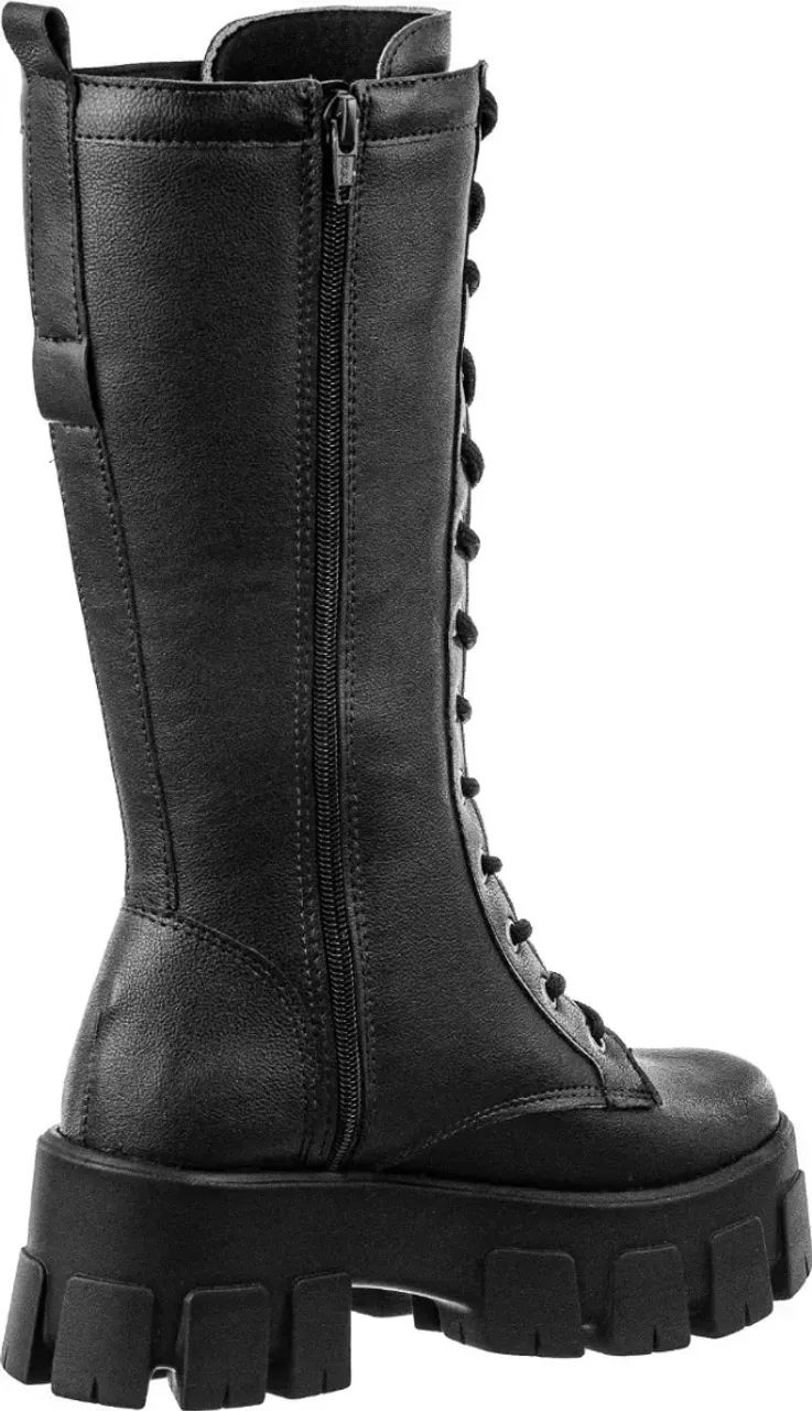 Bota Feminina Coturno Cano Longo Ajustável Com Zíper Moda - Foto 4