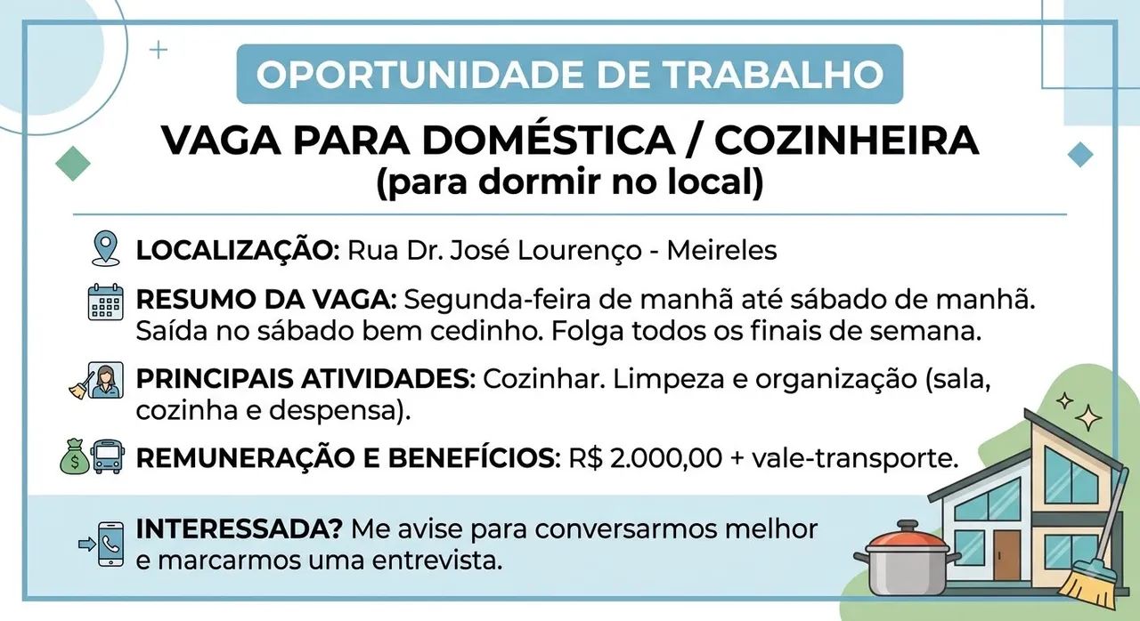 Doméstica/cozinheira 