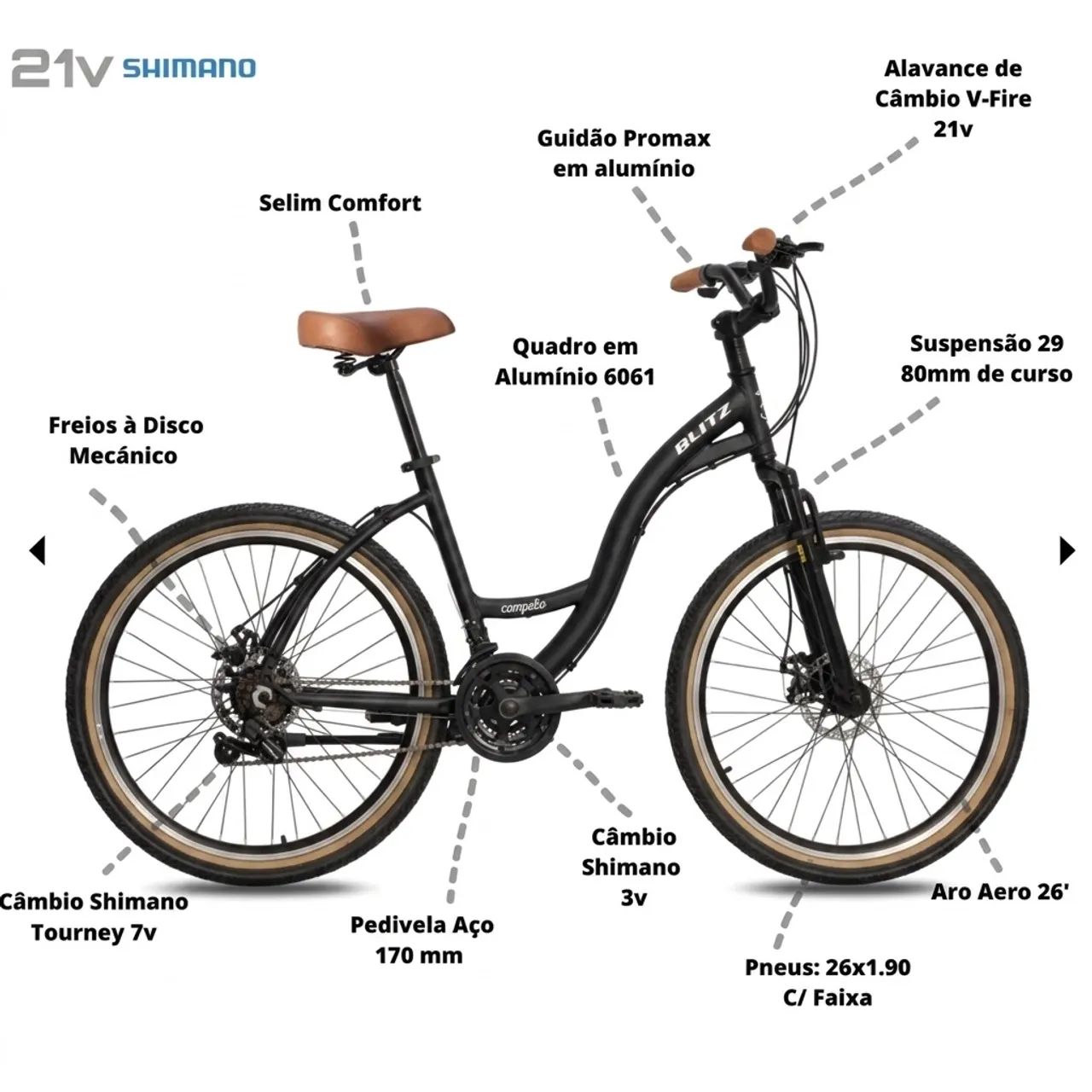 Bicicleta Blitz Comodo Aro 26 Nova  - Foto 5