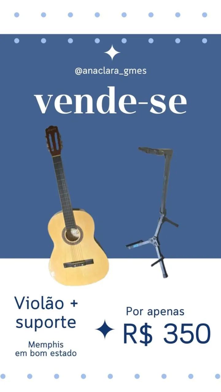 Violão Memphis em ótimo estado + suporte