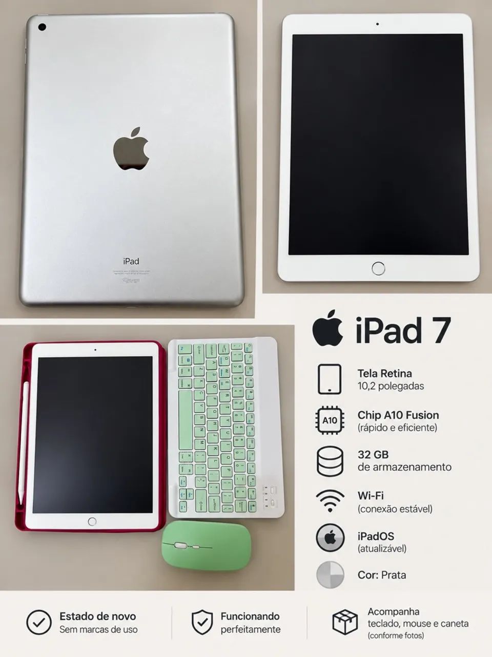 iPad 7ª geração, 32gb, prata - Foto 3
