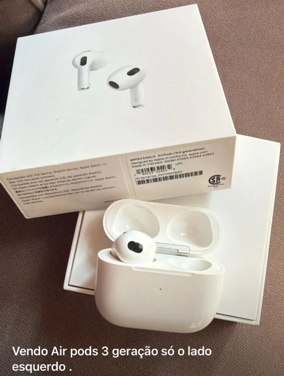 AirPods 箱無し AirPods 3ª Geração Apple - Lado Esquerdo + Estojo - Fones de